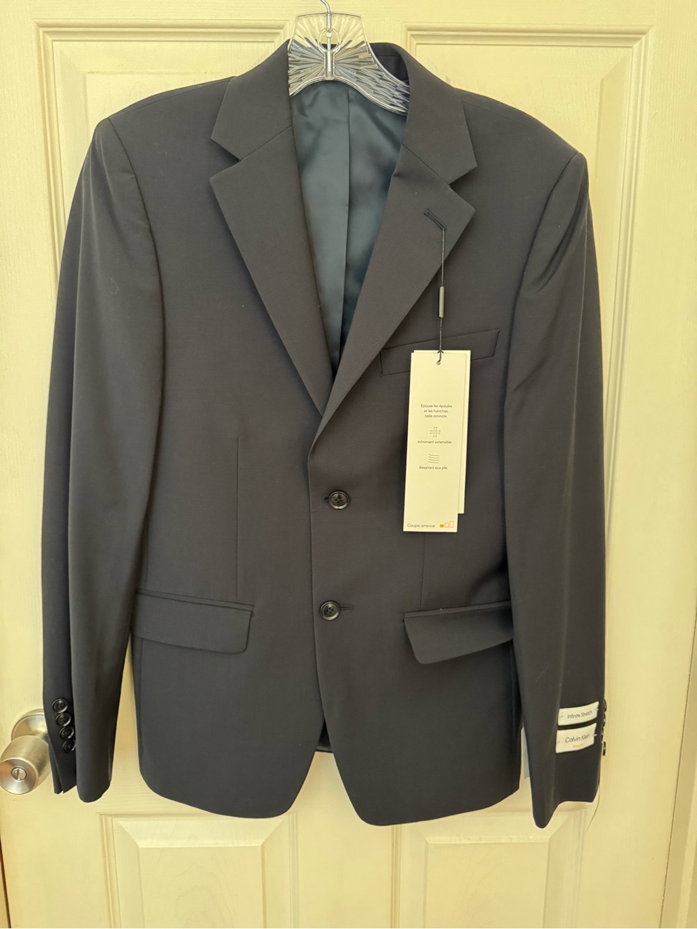 NWT Calvin Klein Men's Milo Skinny Fit Suit Jacket Navy Blue 36S Wool Blend - Picture 7 of 15